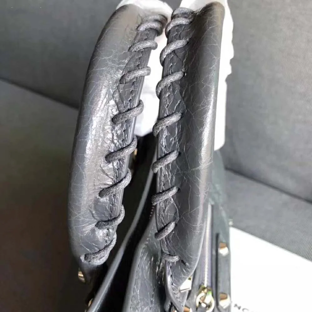 Balenciaga Classic Gold City Small Size Lambskin Bag for Women in Grey