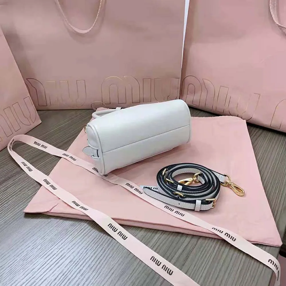 Miu Miu Mini Leather Top-handle Bag for Women in White Miu Miu Mini Leather Top-handle Bag for Women in White