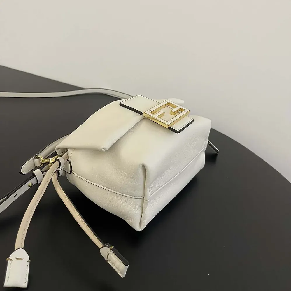Fendi Mamma Baguette Small White Nappa Leather Mini Bag for Women
