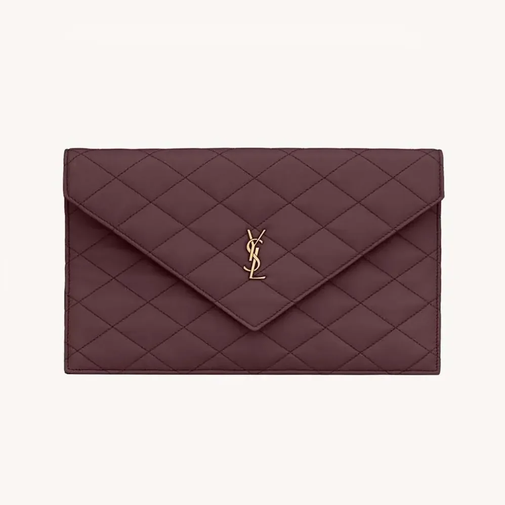 Saint Laurent YSL Paris Pouch In Lambskin Rouge Cabernet for Women Saint Laurent YSL Paris Pouch In Lambskin Rouge Cabernet for Women