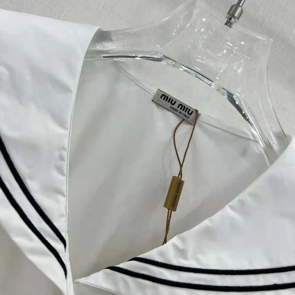 Miu Miu Sailor Poplin Dress with Embroidered Logo for Women