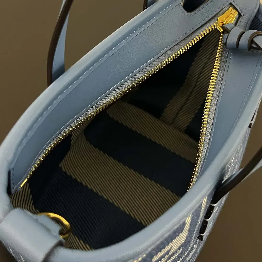 Fendi Roll Mini Blue Denim-effect FF Jacquard Mini for Women in bag