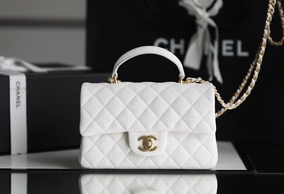 Chanel Flap Bag Mini Crossbody in White Gold Hardware Chanel Flap Bag Mini Crossbody in White Gold Hardware