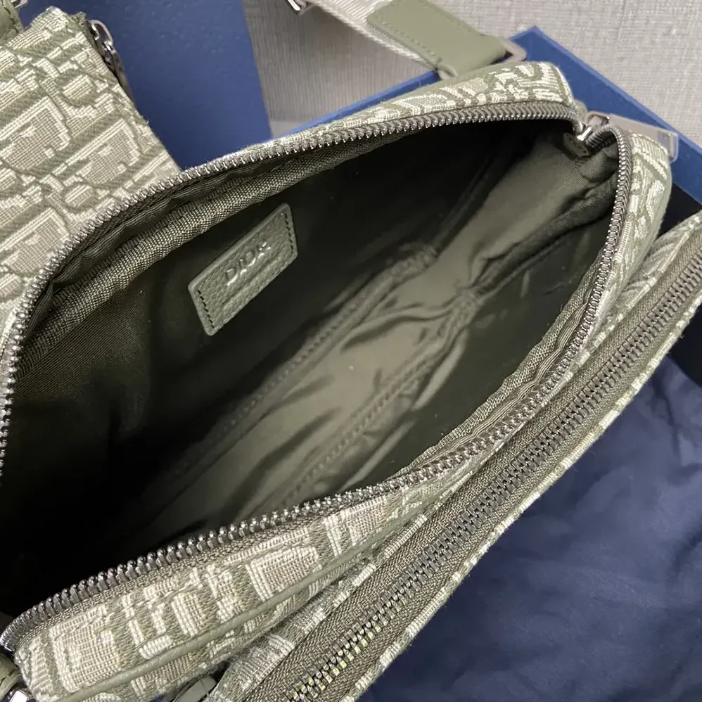 Dior Saddle Triple Pouch Khaki Dior Oblique Jacquard for Men