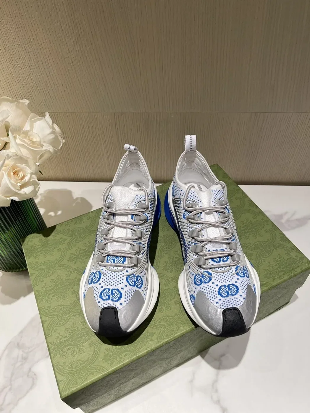 Gucci Run Sneaker White Blue for Women