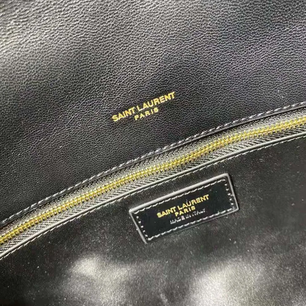 Saint Laurent YSL Sade Puffer Envelope Clutch in Lambskin for Women in Black