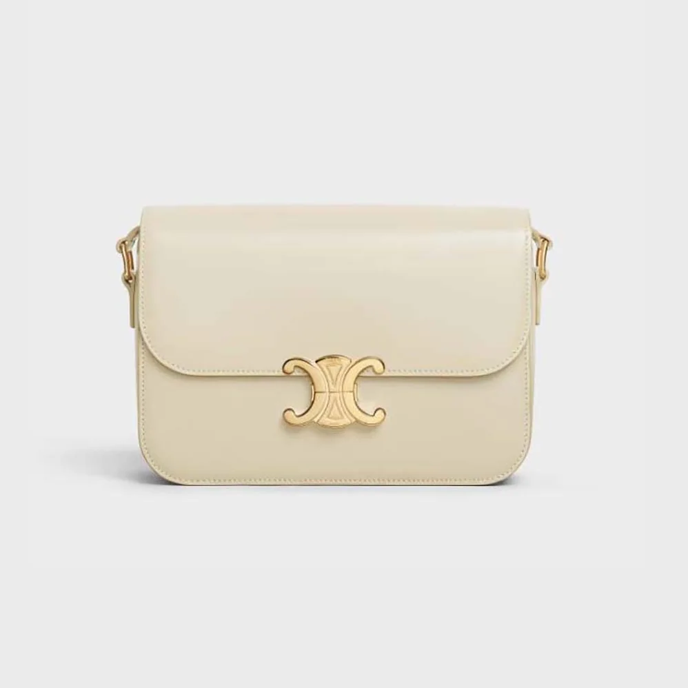 Celine Classique Triomphe Bag in Shiny Calfskin for Women in Beige
