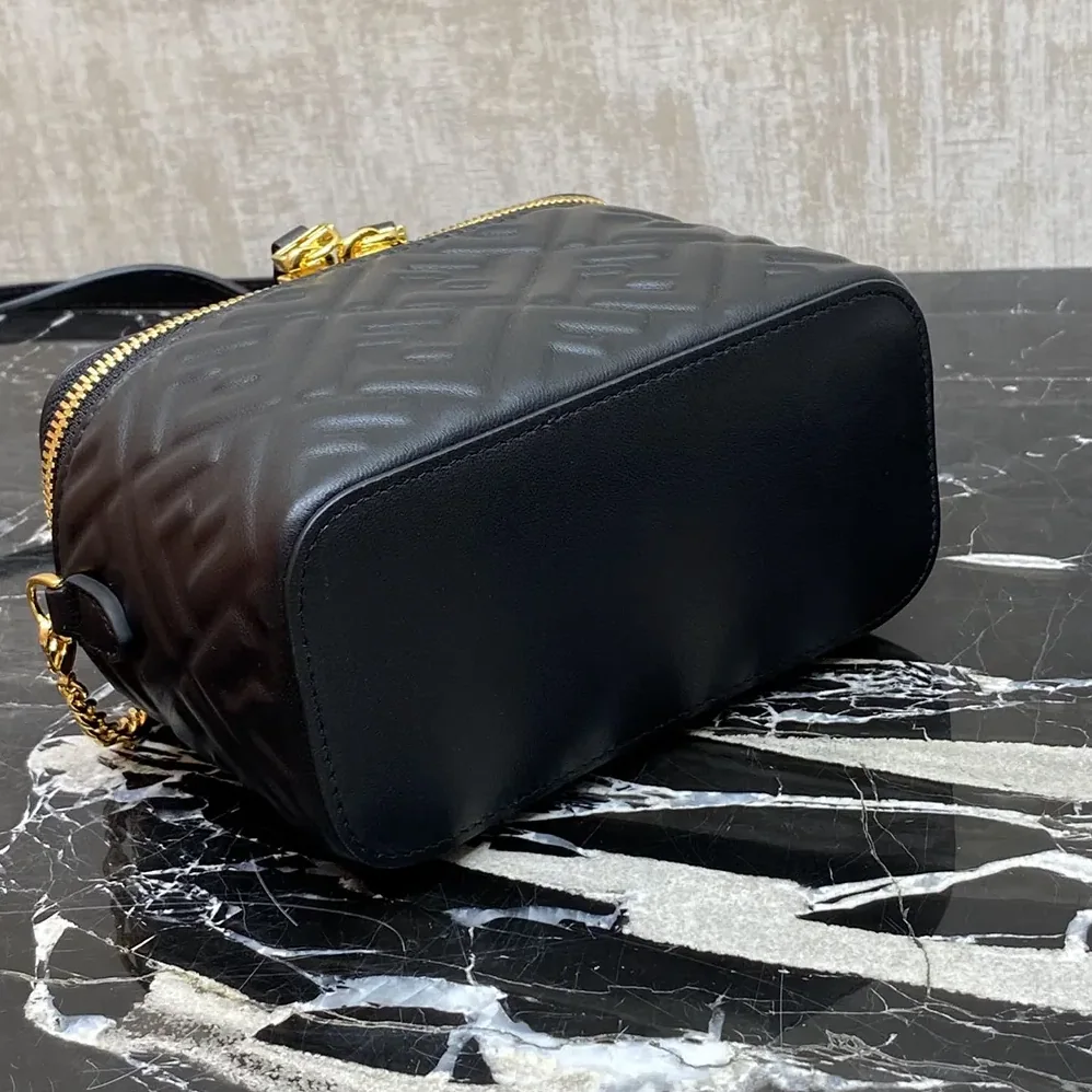 Fendi Vanity Black Nappa Leather Mini for Women in Bag With Ff Motif
