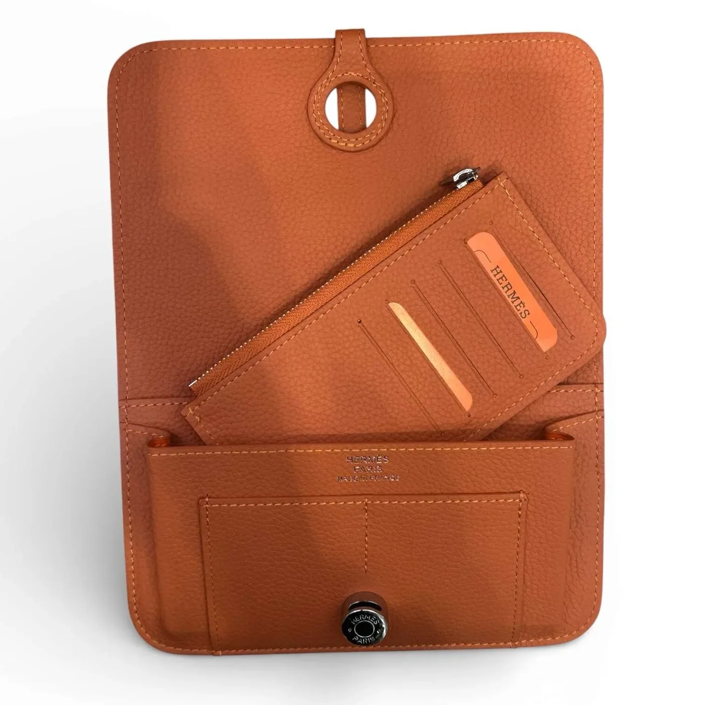 Amazing Orange Clemence Leather Dogon Travel Wallet