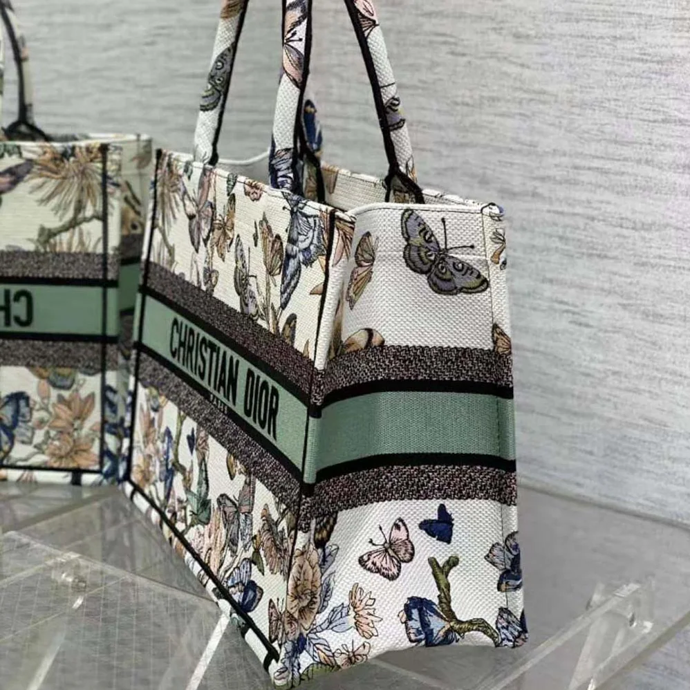 Dior Medium Dior Book Tote White Multicolor Toile de Jouy Mexico Embroidery for Women