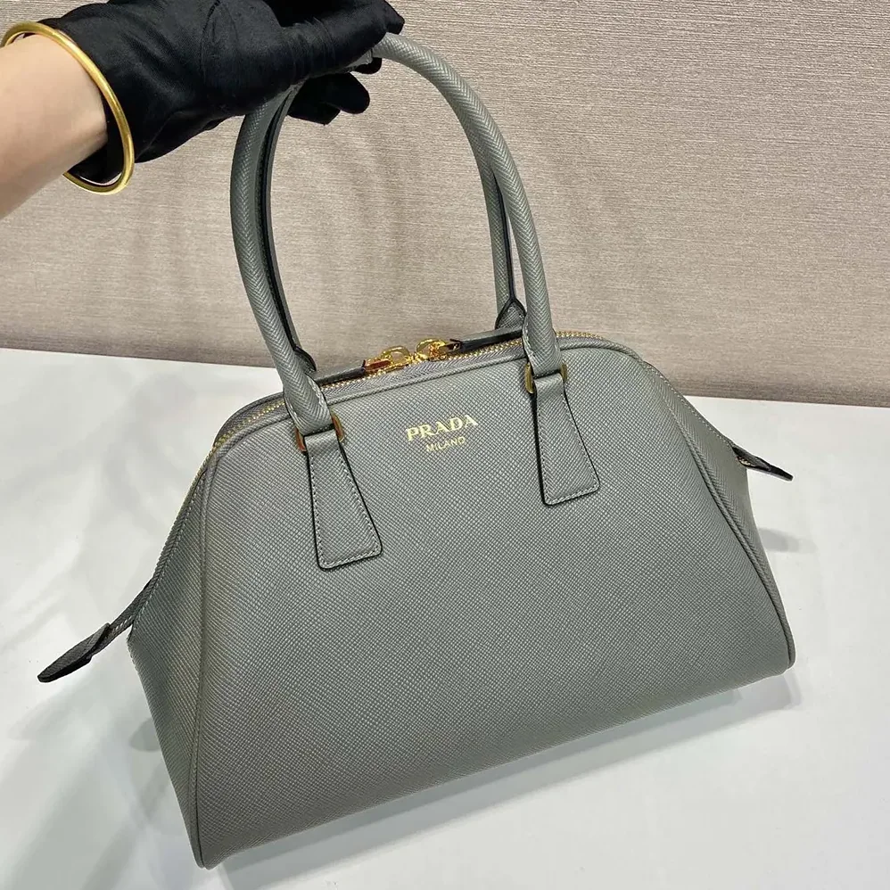 Prada Medium Saffiano Leather Bag for Women in Gray Prada Medium Saffiano Leather Bag for Women in Gray
