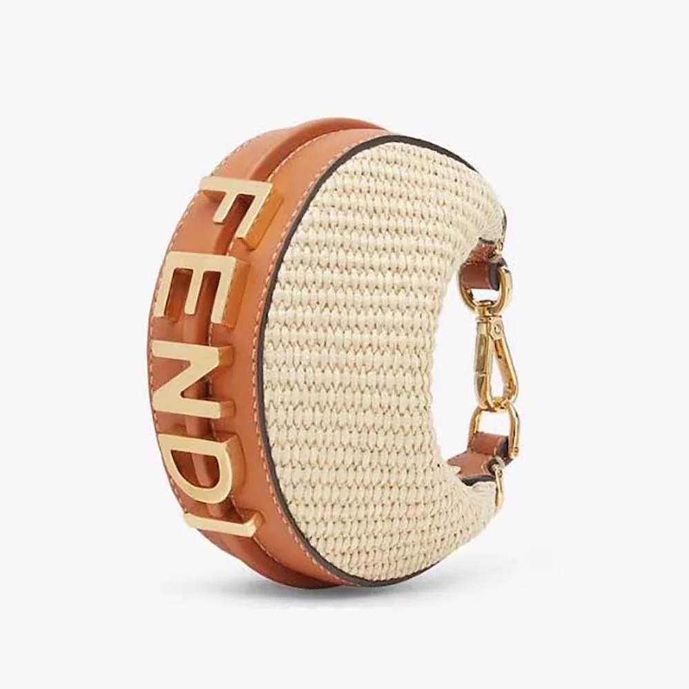 Fendi Nano Fendigraphy Natural Raffia Charm for Women