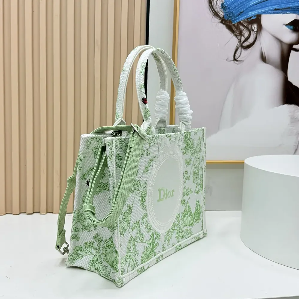 Dior Mini Dior Book Tote with Strap Green and White Toile de Jouy Clover for Women Dior Mini Dior Book Tote with Strap Green and White Toile de Jouy Clover for Women