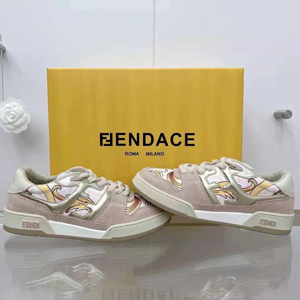 Fendi Match Fendace Printed Pink Satin Low for Unisex in Tops