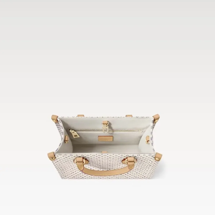 Louis Vuitton OnTheGo PM Tote Bag / Azure Blue/ Sand Gold Hardware