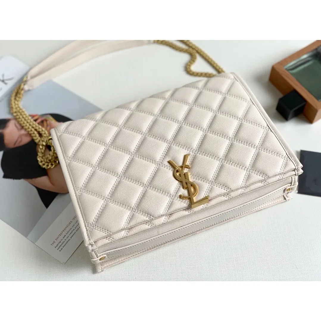 Saint Laurent Becky Small Shoulder Bag White in YSL Saint Laurent Becky Small Shoulder Bag White in YSL