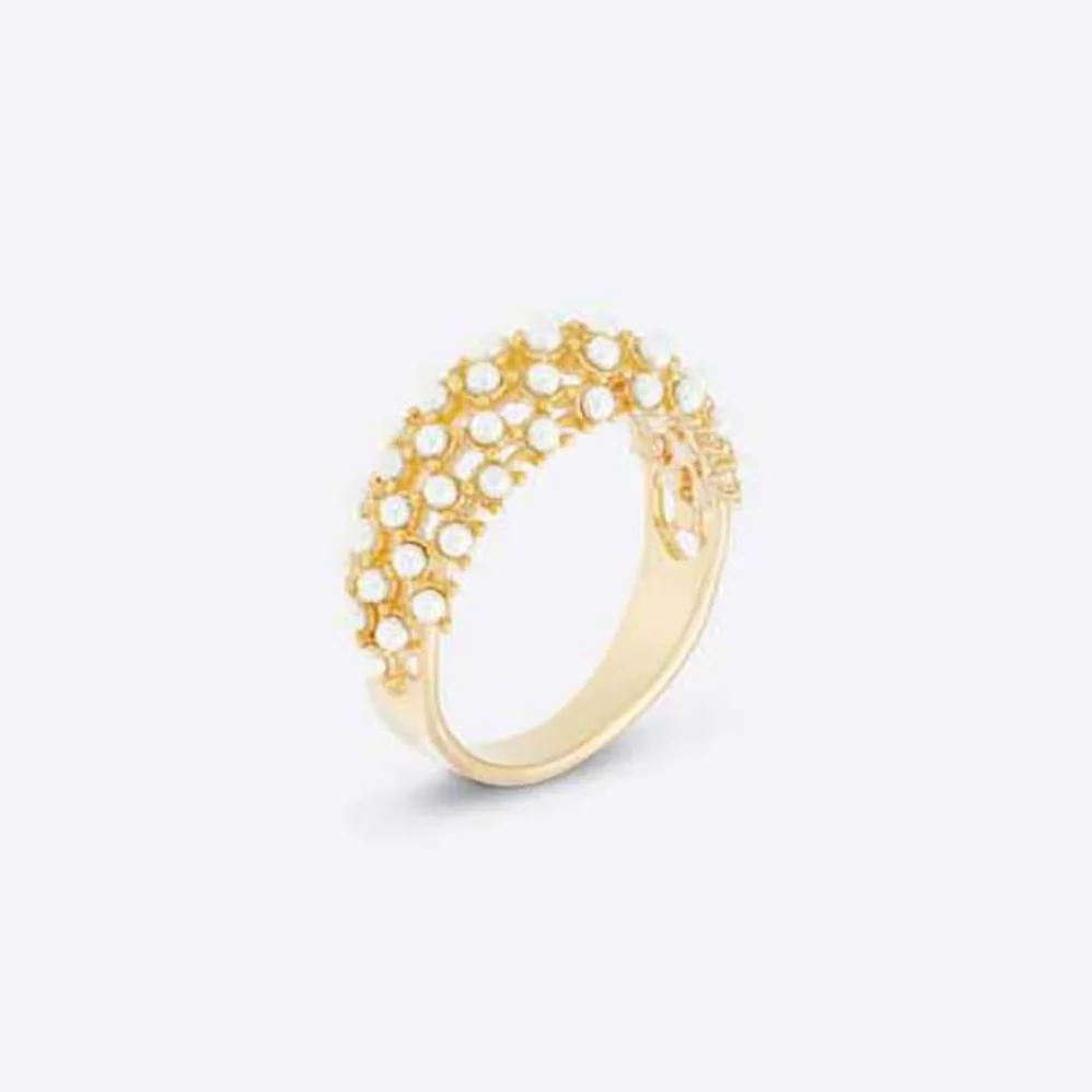 Dior D-Renaissance Ring Gold-Finish Metal and White Resin Pearls for Women Dior D-Renaissance Ring Gold-Finish Metal and White Resin Pearls for Women