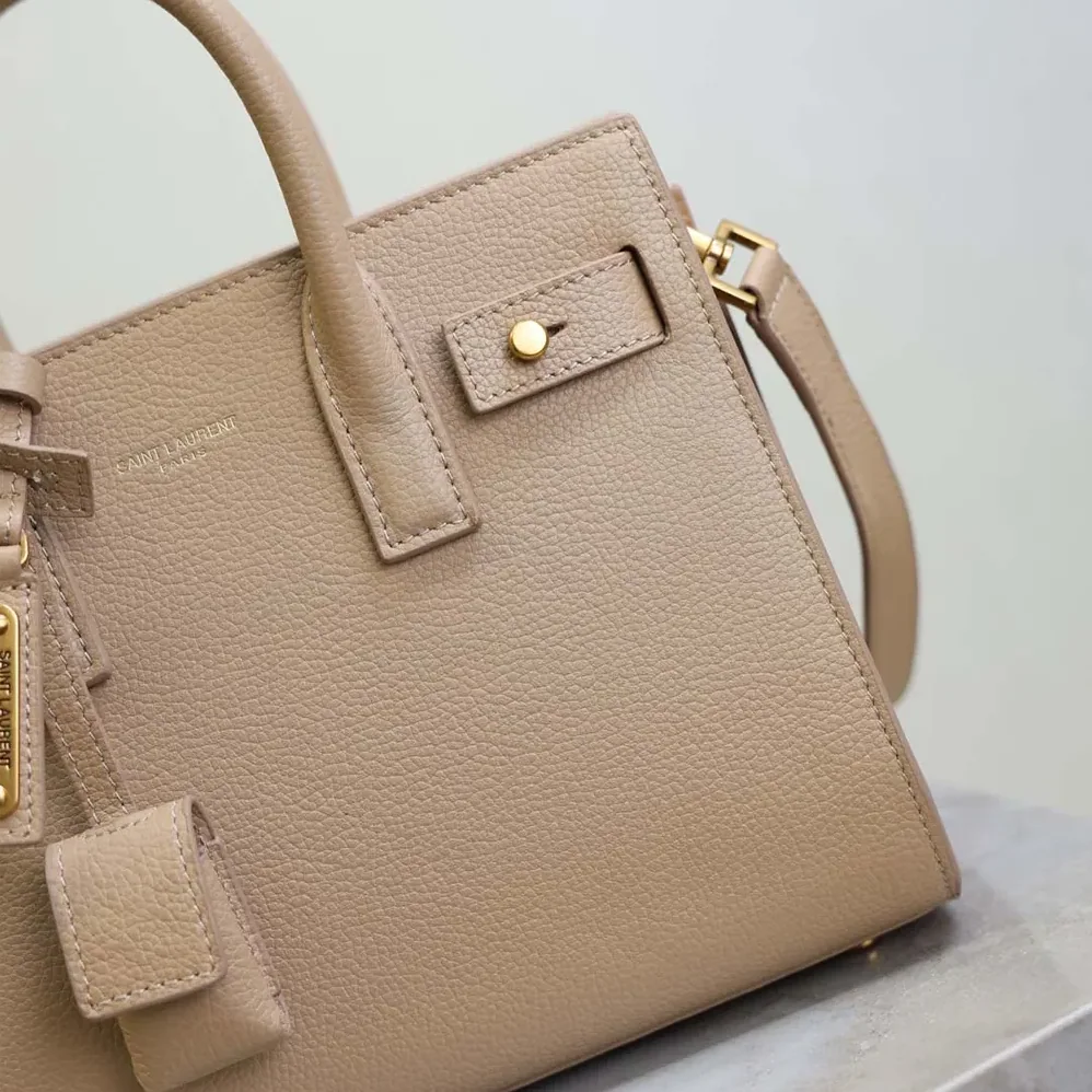 Saint Laurent YSL Nano Sac De Jour In Supple Grained Leather for Women in Beige