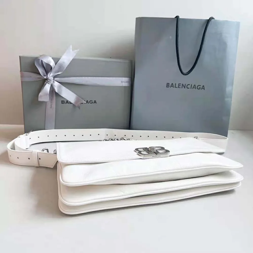 Balenciaga BB Soft Large Flap Bag in Optic White for Women