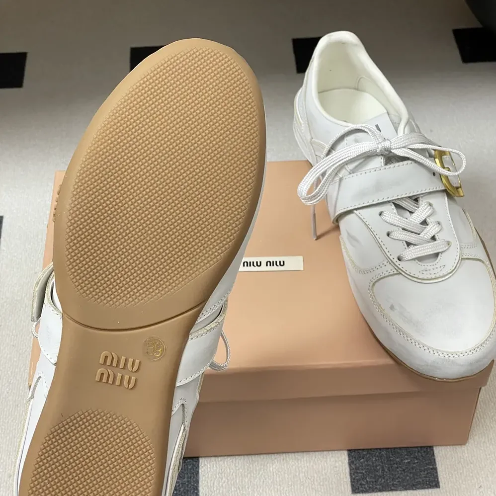 Miu Miu Gymnasium Leather Sneakers With Strap and Buckle for Women