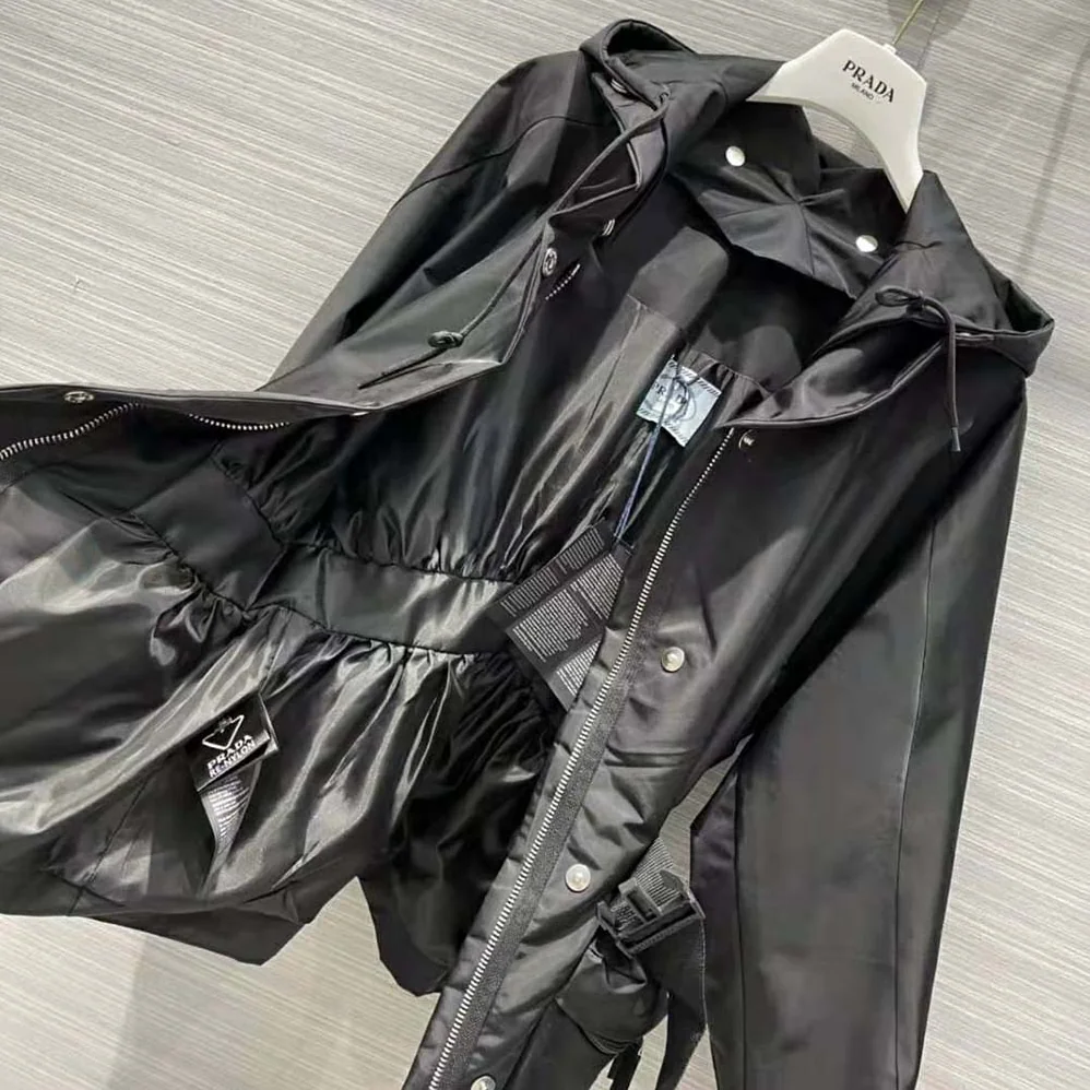 Prada Re-Nylon Gabardine Blouson Jacket for Women in Black