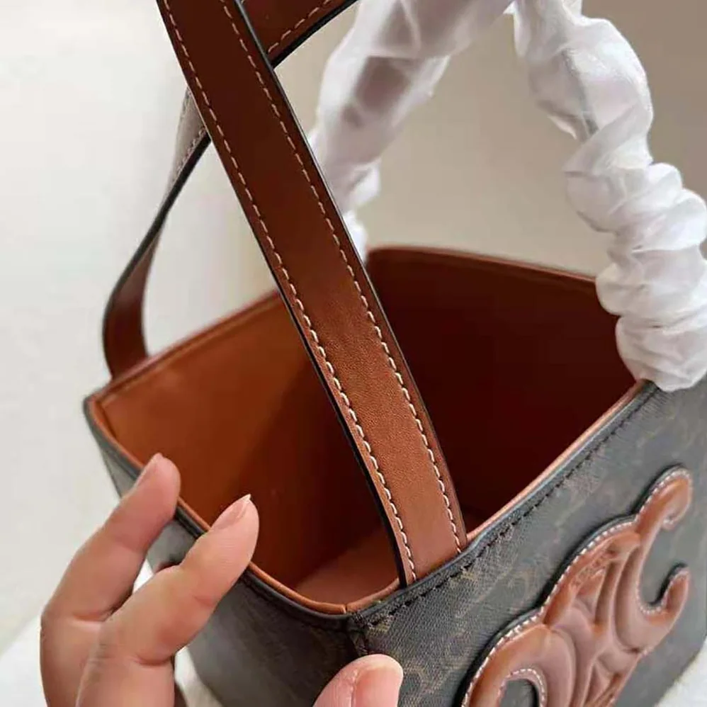 Celine Cube Bag Cuir Triomphe in Triomphe Canvas and Calfskin for Women