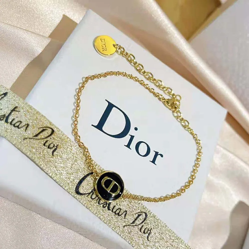 Dior Petit CD Bracelet Gold-Finish Metal and Black Lacquer for Women Dior Petit CD Bracelet Gold-Finish Metal and Black Lacquer for Women