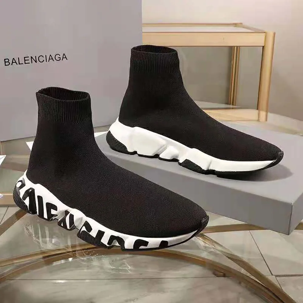 Balenciaga Speed Sneaker in Black for Unisex in White Graffiti Sole Unit Balenciaga Speed Sneaker in Black for Unisex in White Graffiti Sole Unit