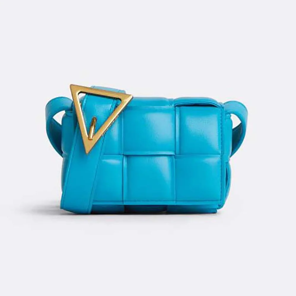 Bottega Veneta Candy Padded Cassette Mini Padded Intreccio Leather Cross-Body Bag for Women in Blue Bottega Veneta Candy Padded Cassette Mini Padded Intreccio Leather Cross-Body Bag for Women in Blue