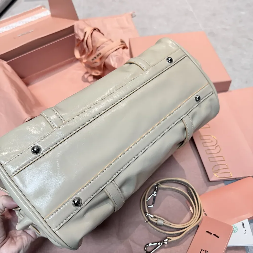 Miu Miu Shiny Leather Handbag for Women in Light Pink