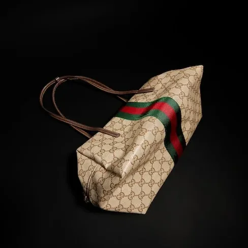 Gucci Melrose Boston Medium Shoulder Bag / Sand/ Dark Brown Gold Hardware
