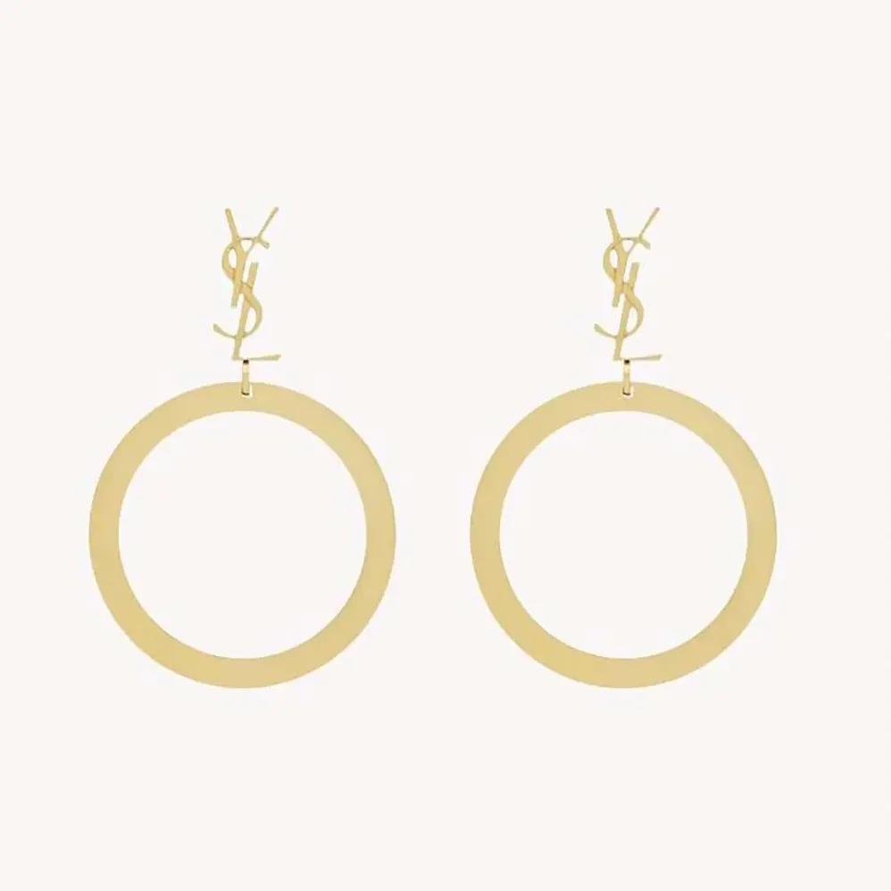 Saint Laurent YSL Cassandre Pendant Hoop Earrings in Metal for Women Saint Laurent YSL Cassandre Pendant Hoop Earrings in Metal for Women