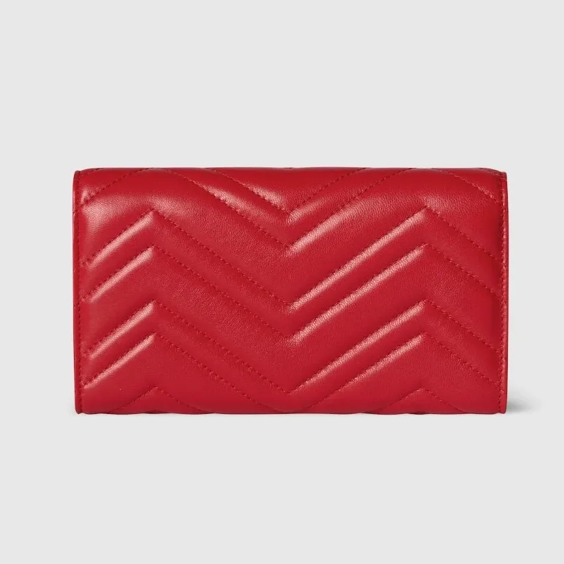 Gucci GG Marmont Continental Wallet in Bright Red Gold Hardware