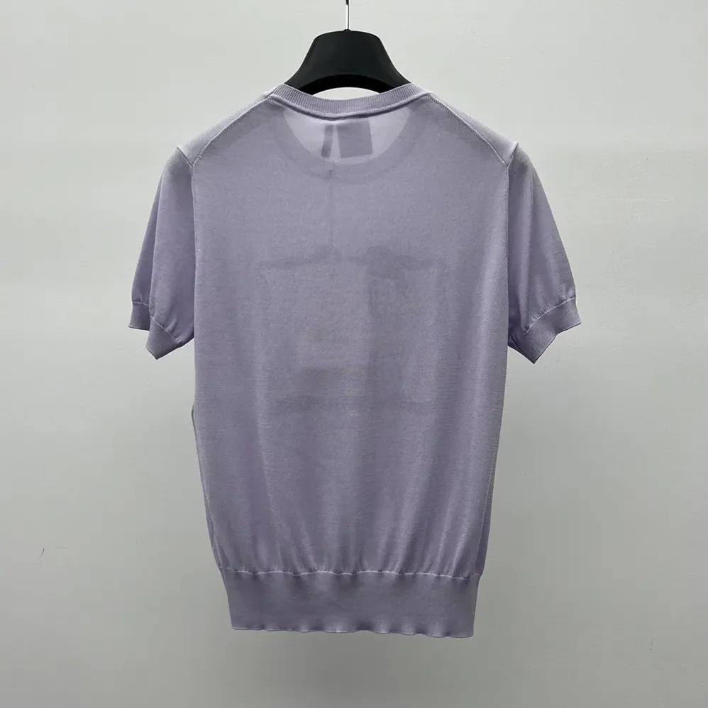 Dior Book Cover Short-Sleeved Sweater Lilas Silk Knit for Women
