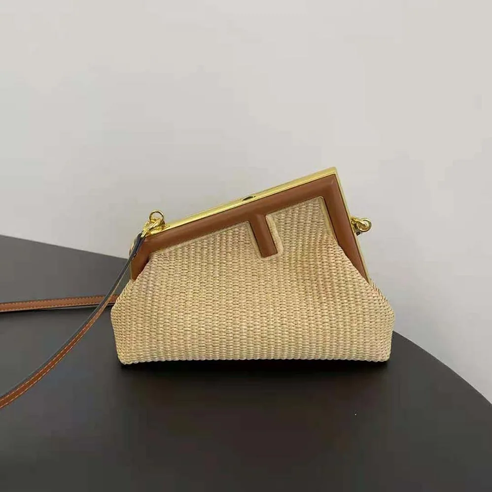 Fendi Fendi First Small Natural Straw Bag for Women