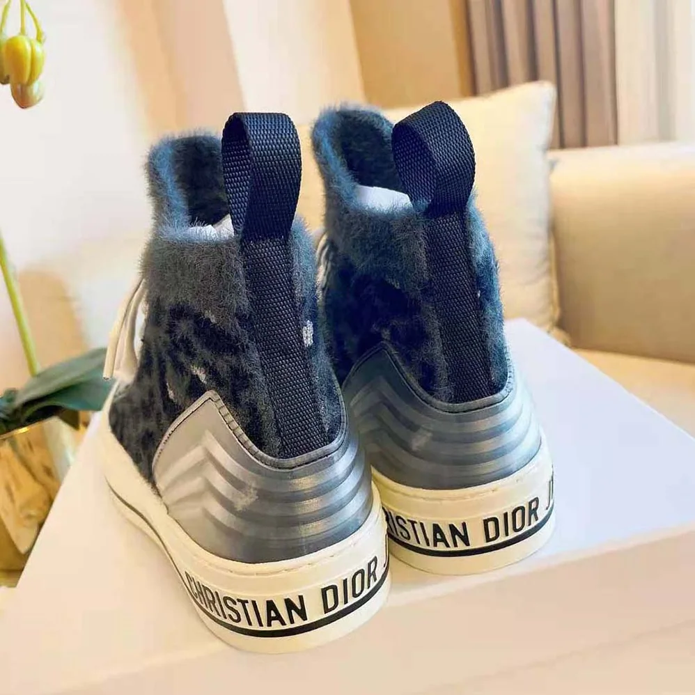 Dior Walk'n'Dior Sneaker Fur-Effect Knit with Gray Mizza Print for Women