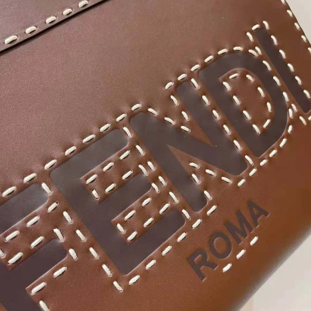 Fendi Sunshine Medium Leather Shopper for Women in Maroon