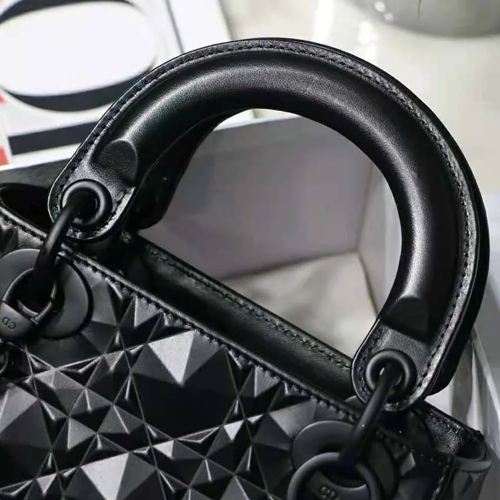 Dior Mini Lady Dior Bag Black Cannage Calfskin with Diamond Motif for Women