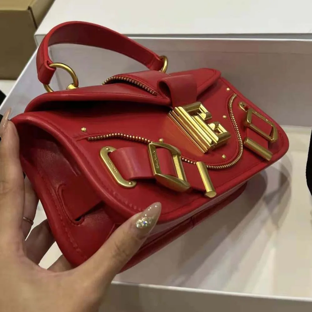 Balmain Blaze Clutch Bag in Smooth Leather for Women in Red Balmain Blaze Clutch Bag in Smooth Leather for Women in Red