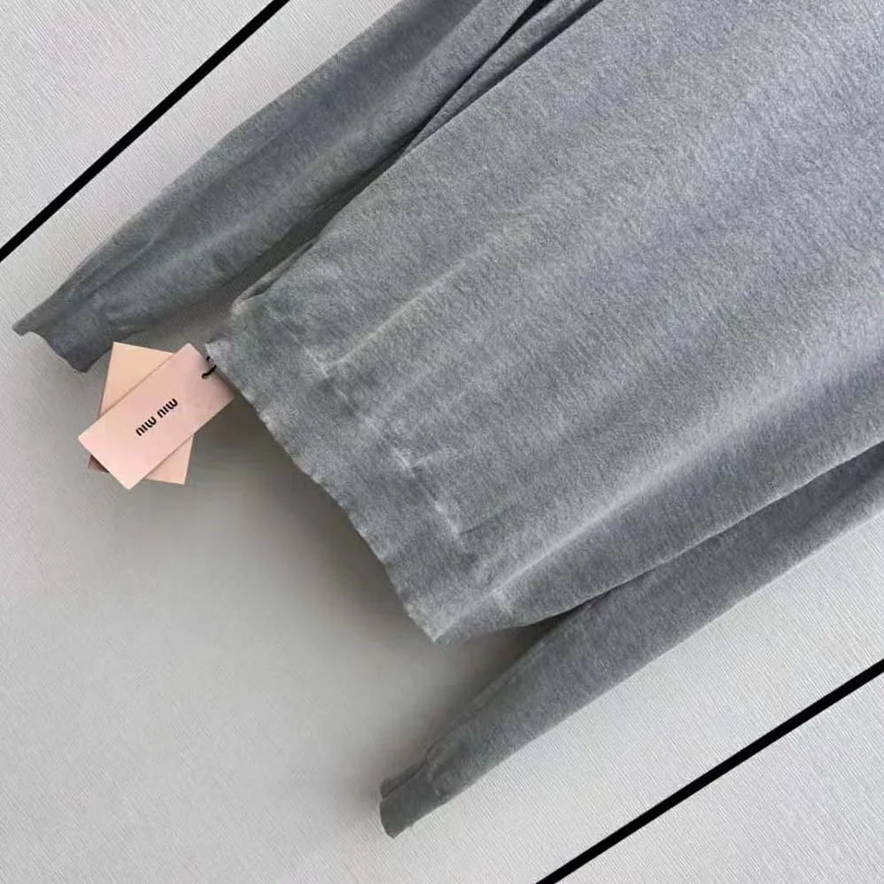Miu Miu Cashmere and Silk Sweater with Intarsia Logo for Women