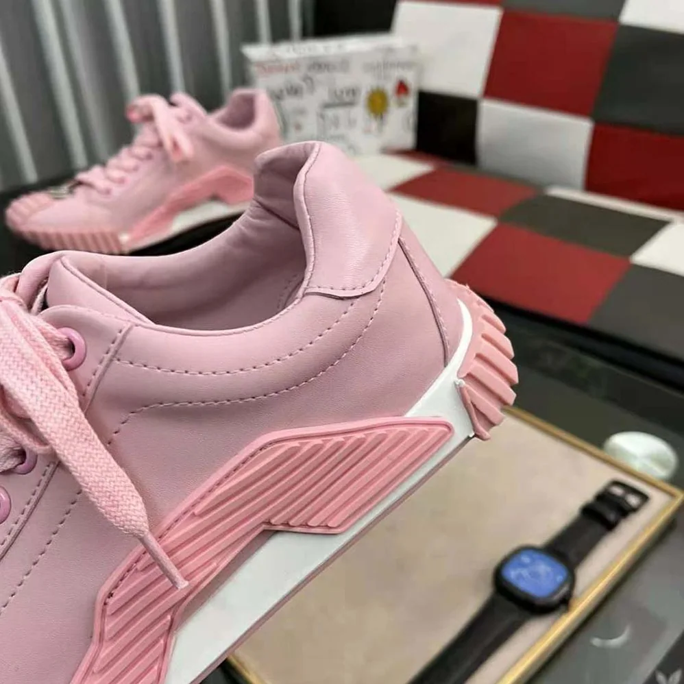 Dolce Gabbana D&G Calfskin NS1 Sneakers with DG Logo for Unisex in Pink Dolce Gabbana D&G Calfskin NS1 Sneakers with DG Logo for Unisex in Pink