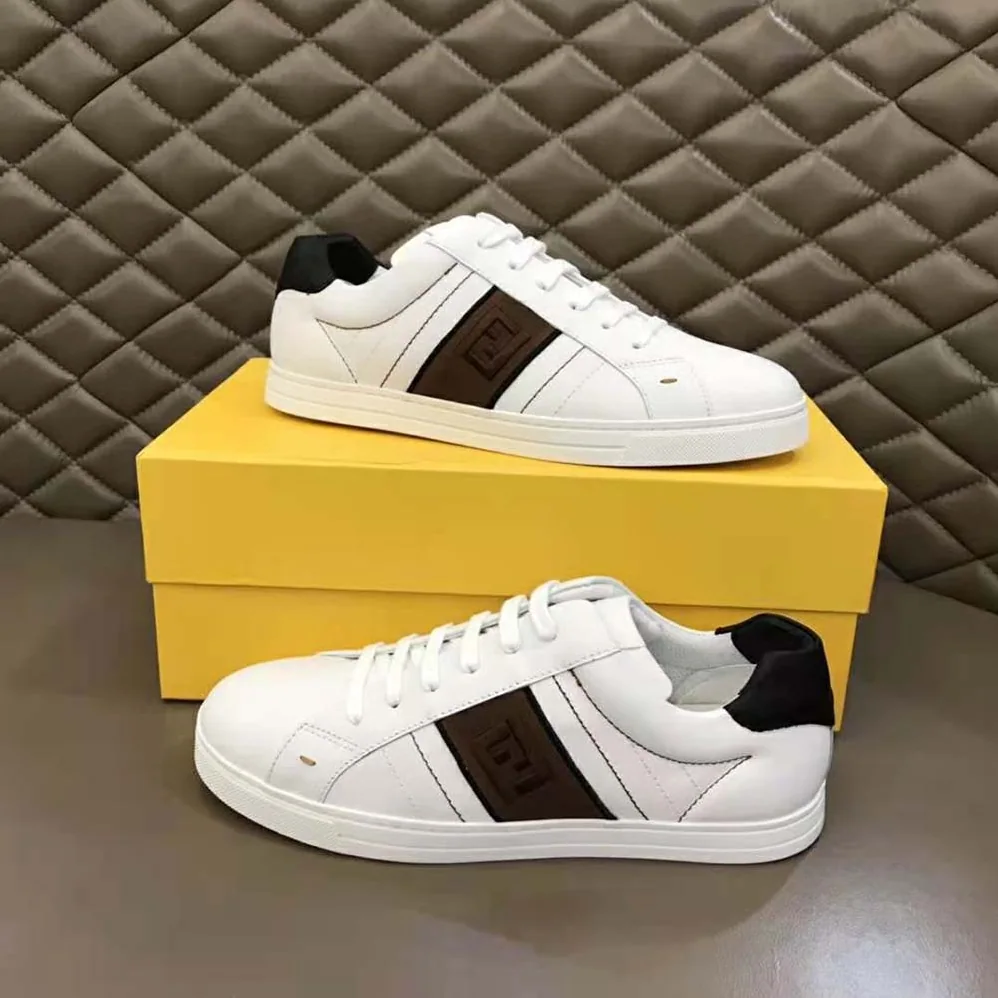 Fendi White Leather Low-Tops Sneakers Rubber Box Sole for Men