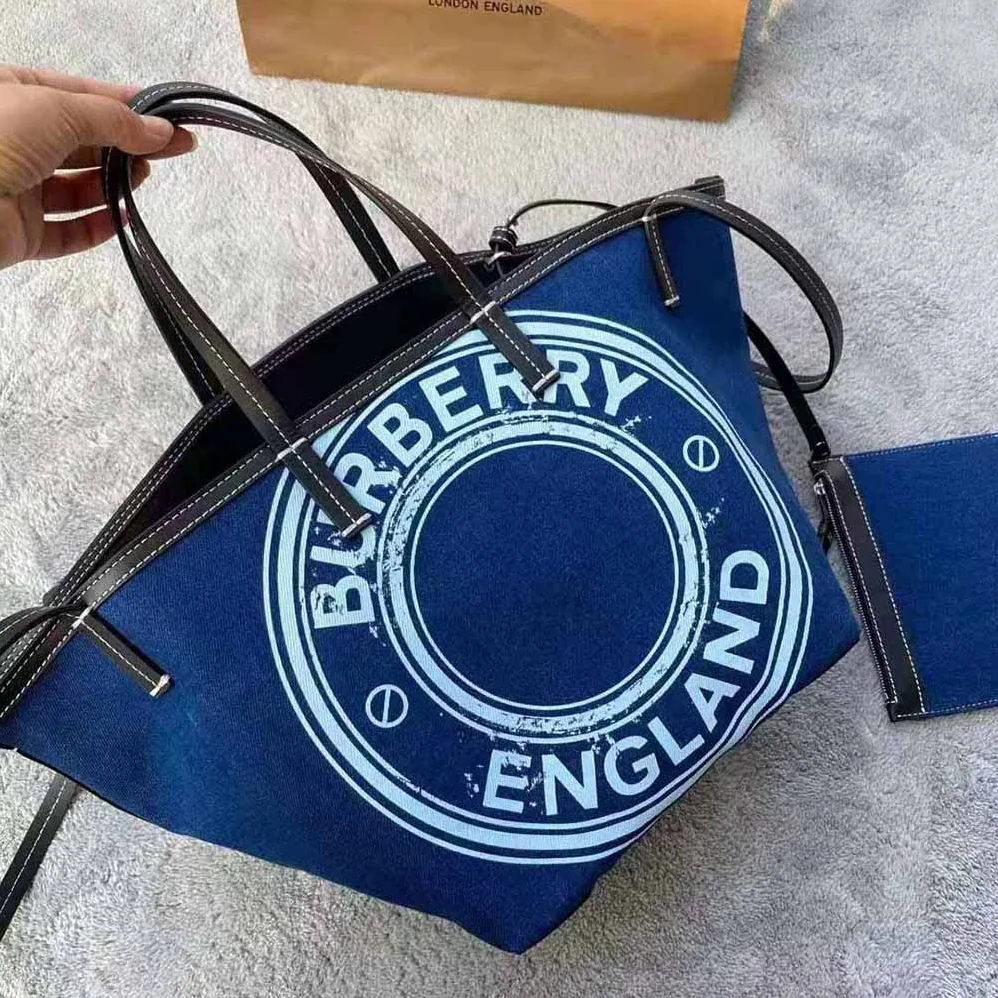 Burberry Mini Logo Graphic Denim Beach Tote for Women