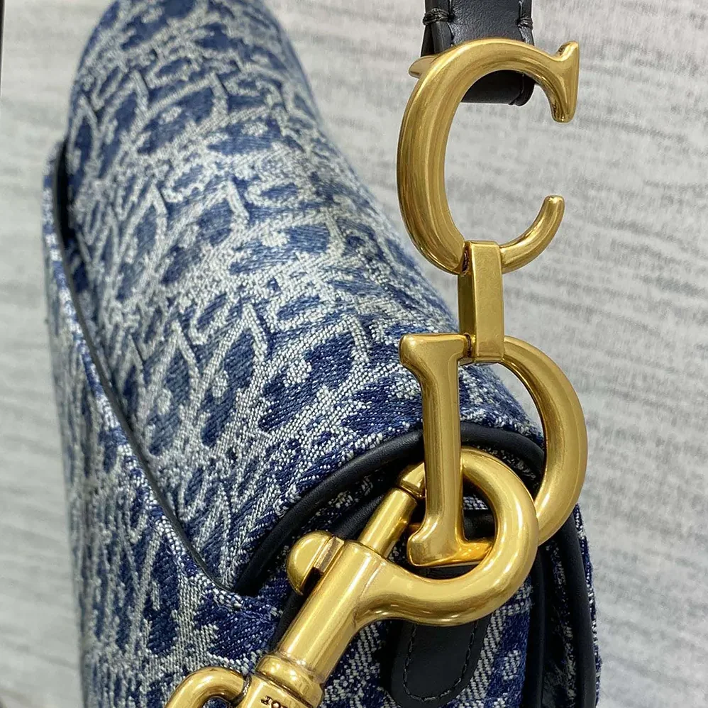 Dior Saddle Bag with Strap Blue Denim Dior Oblique Jacquard for Women