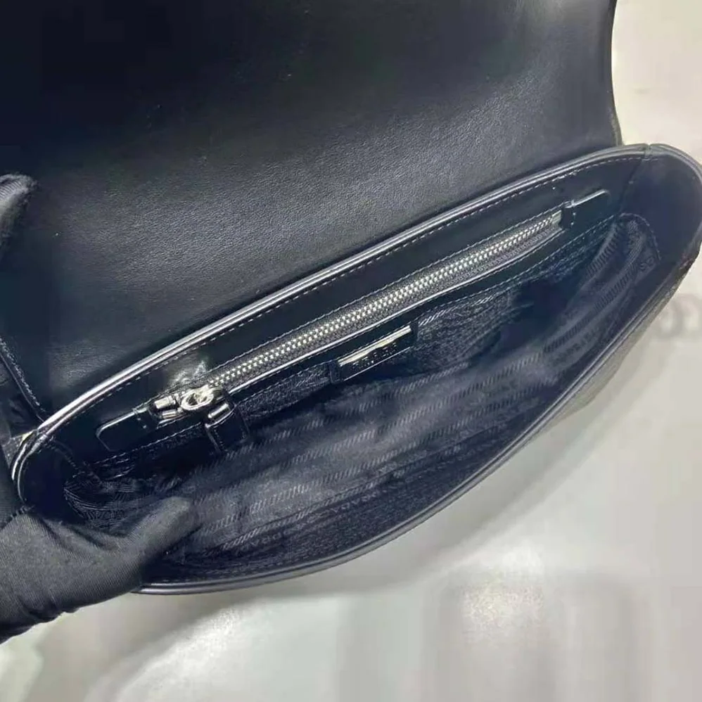 Prada Saffiano Leather Shoulder Bag with Sleek for Men in Black