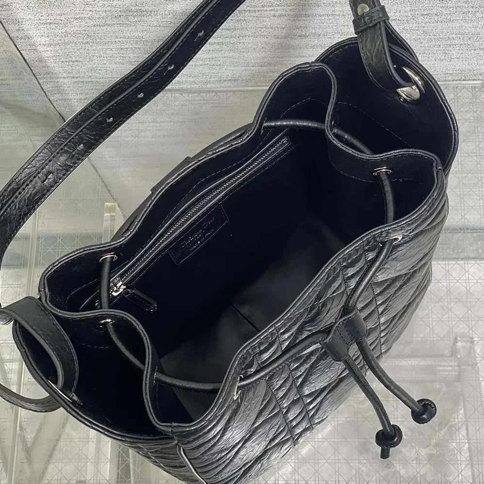 Dior Medium D-Motion Bag Black Macrocannage Crinkled Calfskin for Women Dior Medium D-Motion Bag Black Macrocannage Crinkled Calfskin for Women