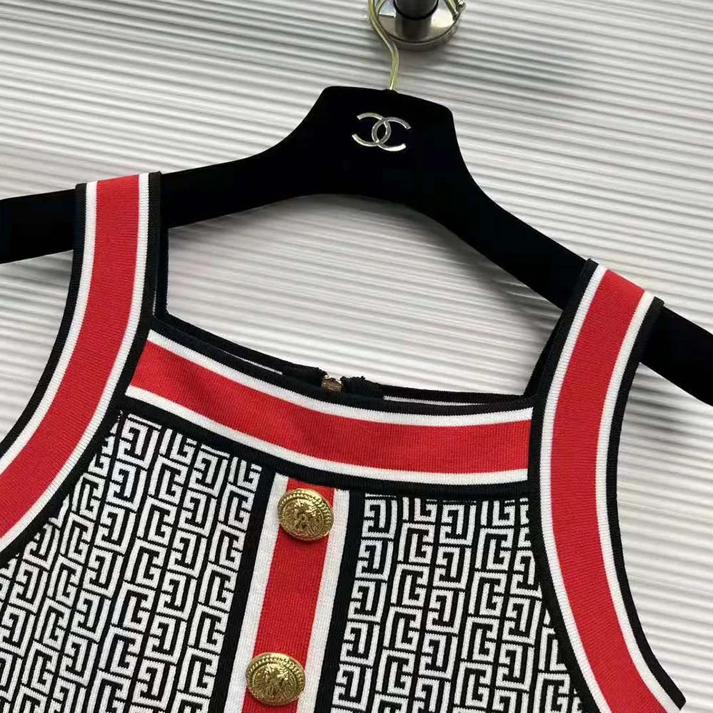 Balmain Short Monogrammed Knit Dress for Women Balmain Short Monogrammed Knit Dress for Women