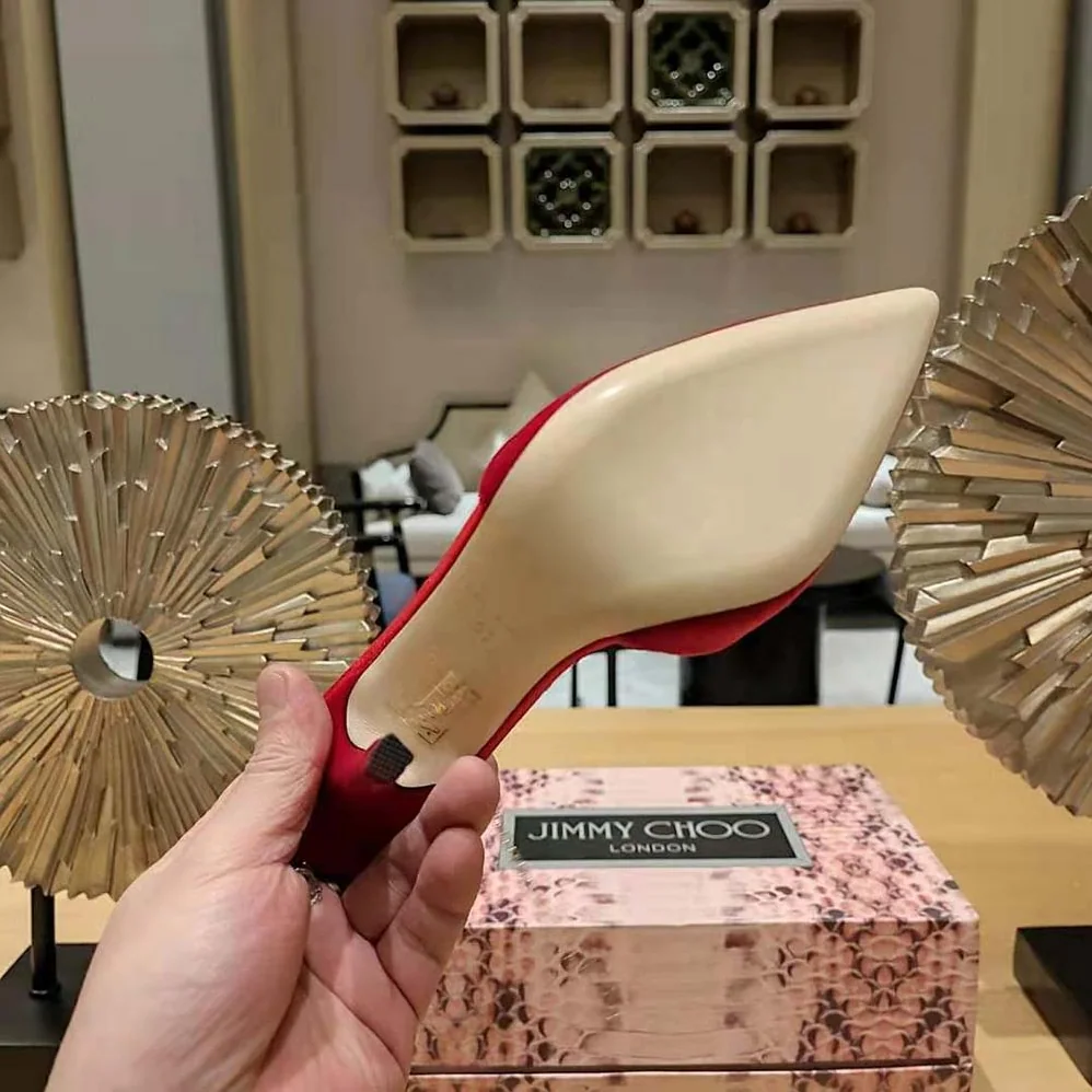 Jimmy Choo Saeda 85 Red Velvet Pumps with Crystal Embellishment for Women Jimmy Choo Saeda 85 Red Velvet Pumps with Crystal Embellishment for Women