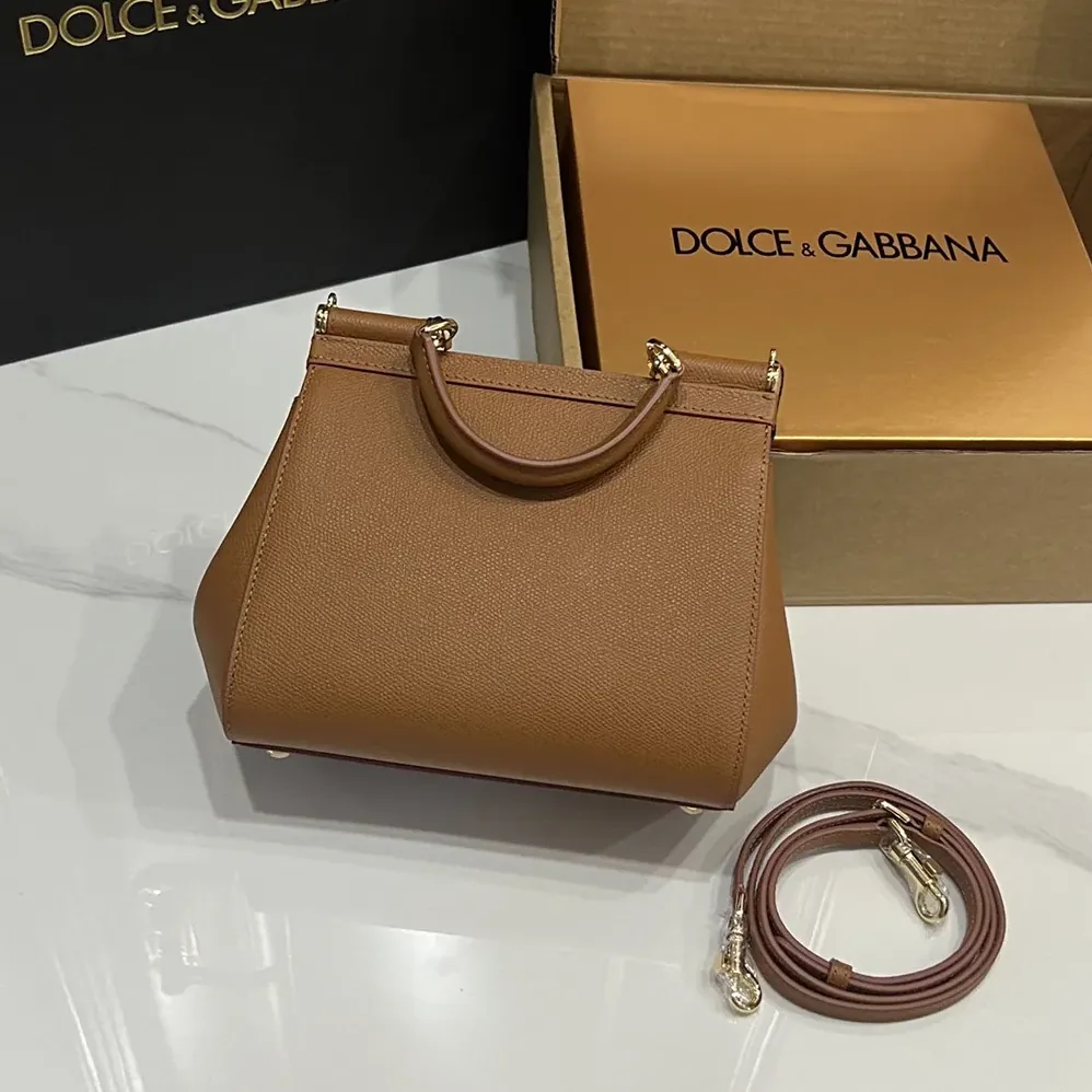 Dolce Gabbana D&G Small Sicily Handbag in Dauphine Calfskin for Women in Brown Dolce Gabbana D&G Small Sicily Handbag in Dauphine Calfskin for Women in Brown