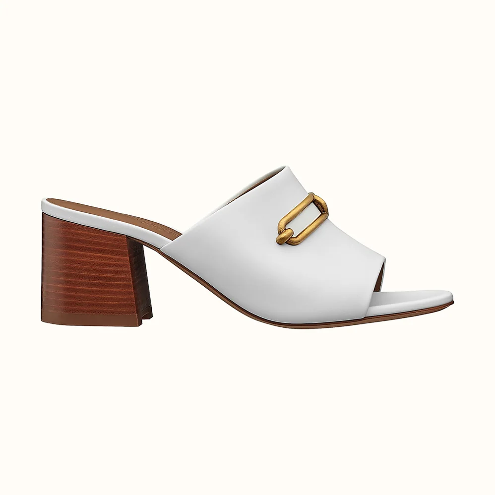 Hermes Camilla Mule High Heel Mule in Calfskin for Women in White